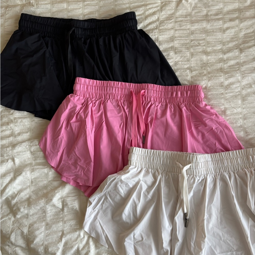 Liberty Girls Athletic Shorts - Black, Pink, and White